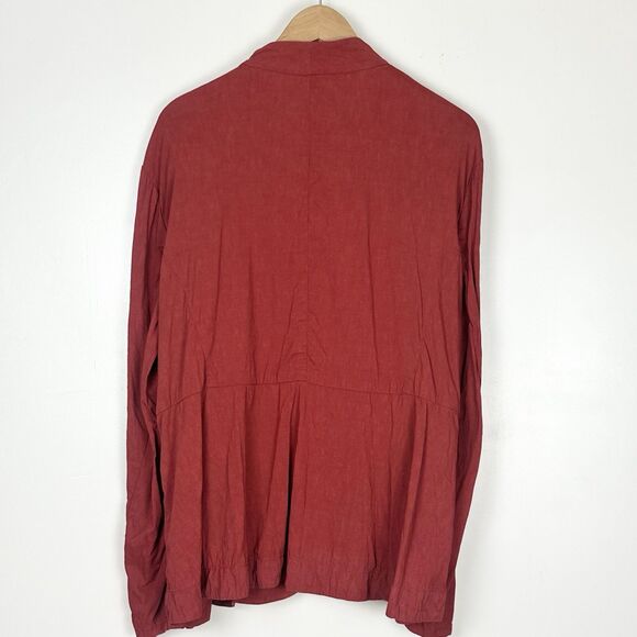 Eileen Fisher Linen Jacket Women's 1X Stand Shawl Collar Peplum Zip Lightweight - Picture 10 of 16